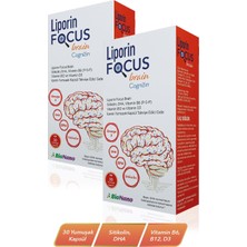 Liporin 2 Kutu Focus Brain Sitikolin, Dha, Vitamin B6(P-5-P) ,vitamin B12 ve Vitamin D3 30 Kapsül