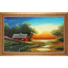 Giyense Altın Çerçeveli Paspartulu Manzara Tablo DF1734