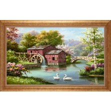 Giyense Altın Çerçeveli Paspartulu Manzara Tablo DF1896