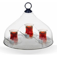 UltraMint Büyük Boy Şeffaf Kapalı Çay ve Kahve Tepsisi 40 Cm, Pratik ve Şık Kullanım