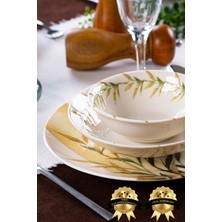UltraMint Şık 18 Parça Porselen Yemek Takımı, 6 Kişilik Set