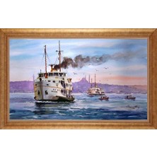 Giyense Altın Çerçeveli Paspartulu Manzara Tablo DF1226