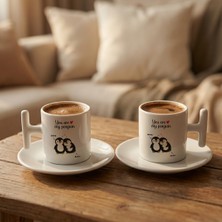 Artemoris You Are My Penguin Yazılı Kişiye Özel Ikili Türk Kahvesi Fincan | Penguen Desenli | Sevgiliye Hediye