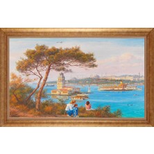 Giyense Altın Çerçeveli Paspartulu Manzara Tablo DF1248