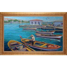 Giyense Altın Çerçeveli Paspartulu Manzara Tablo DF1444