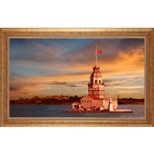 Giyense Altın Çerçeveli Paspartulu Manzara Tablo DF1904