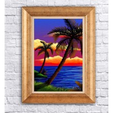 Giyense Altın Çerçeveli Paspartulu Manzara Tablo DF0678