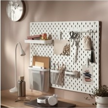 Ardel Mobilya 76 x 56CM Skadis Uyumlu Delikli Pano Duvar Organizeri - Çok Amaçlı Beyaz Pegboard Düzenleyici (Sadece Pano)