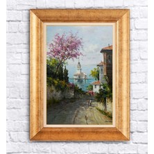 Giyense Altın Çerçeveli Paspartulu Manzara Tablo DF0868