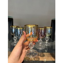 UltraMint 6'lı P@ora Sterna Kristal Kahve Yanı Su Bardakları, 6 Renk, Lüsterli Altın Yaldızlı