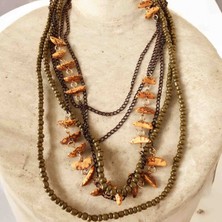 Lal Dizayn Boncuk Kolye - El Yapımı - Bohem Kadın Aksesuar