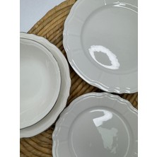 Tulu Porselen 24 Parça 6 Kişilik Premıum Platin Detay Sunum Yemek Takımı