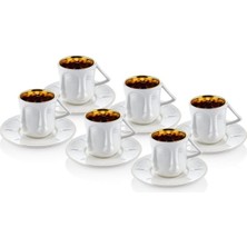 UltraMint Beyaz Kahve Fincan Seti 6'lı, Şık ve Zarif Tasarım