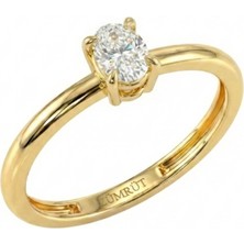 Zümrüt Sarraf 14 Ayar Altın Oval Tektaş Yüzük