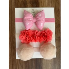 Glory Baby 3'lü Bebek Bandana Seti Fiyonk- Ponpon- Çiçek-Handmade