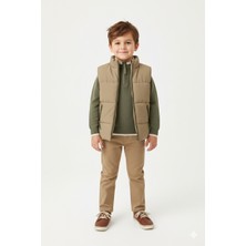Bambino Şişme Yelekli Triko Üstlü Pantolonlu Tişörtlü 4’lü Erkek Kombin Set