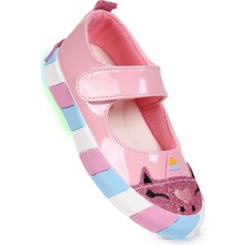 Kiko Kids Gilan Cırtlı Işıklı Kız Çocuk Babet Ayakkabı