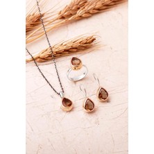 Sümer Telkari Renk Değiştiren Sultan Taşlı Elişi 925 Ayar Gümüş Damla Set 2866