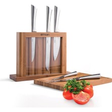 UltraMint 7 Parça Kesme Tahta ve Çelik Bıçak Seti, Dayanıklı ve Pratik Kullanım