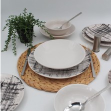 UltraMint Ekose 48 Parça 12 Kişilik Siyah Yemek Takımı Seti