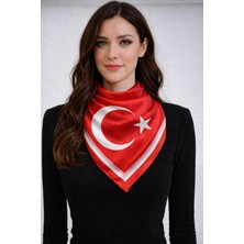 Moda Nokta Türk Bayraklı Kare Boyun Fuları