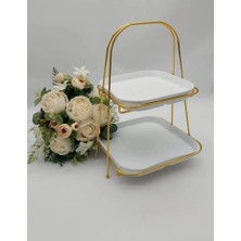 E Elmas 2 Katlı Lüks Metal Sunumluk Nişan Çikolata Standı Düğün ve Kız Isteme Tepsi Seti2