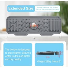 Storemax Musluk Pedleri, 43X15 cm Silikon Musluk Matı, Mutfak Lavabosu Sıçrama Önleyici, Bulaşık Sabunu ve Sünger Tutucu, Kaymaz Gri Silikon Kurutma Matı, Mutfak ve Banyo Tezgahı Koruyucu