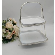 E Elmas 2 Katlı Lüks Metal Sunumluk Nişan Çikolata Standı Düğün ve Kız Isteme Tepsi Seti2