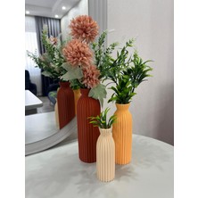 Todekora 3'lü Dekoratif Vazo Seti Somon Krem Kahverengi-Modern Vazo Set