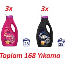 Yumoş Sıvı Bakım Deterjanı 6'lı Dev Fırsat Paketi - 3 Adet Siyahlar & 3 Adet Renkliler (1690 ml x 6) - Toplam 168 Yıkama
