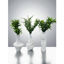 Todekora 3’lü Modern Beyaz Dekoratif Vazo Seti – Minimalist Şık Masa ve Salon Aksesuarı