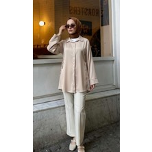 Miostil Yan Bağlamalı Saten Tunik-Taş