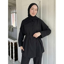 Miostil Roba Detay Pantolonlu Takım-Siyah