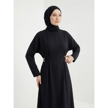 Miostil Kuşak Aksesuarlı Elbise-Siyah