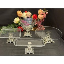 UltraMint Şık 4 Parça Döküm Ayaklı Cam Servis Seti, Zarif ve Fonksiyonel Tasarım