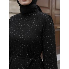 Miostil Taşlı Elbise-Siyah