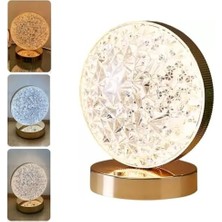 Storemax Yuvarlak Kristal Dekoratif 3 Mod Renkli Masa Lambası Dokunmatik Dimerli LED Gece Işığı