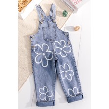 Babymod Çiçek Baskılı Denim Kız Çocuk Salopet Kot Tulum