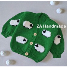 ZA Handmade El Örgüsü Kuzulu Çocuk Hırkası