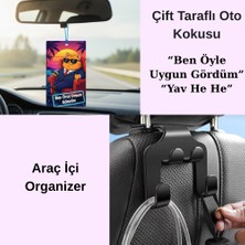 Menar Dekoratif Çift Taraflı Araç Oto Kokusu ve Araç Içi Organizer Telefon Tutucu Oto Koltuk Askı