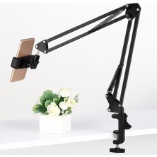 Storemax 360° Üst Çekim Masaüstü Telefon Tripodu | Ayarlanabilir Süspansiyon Kol, Metal Kaymaz Taban, Evrensel Telefon Tutucu, Siyah