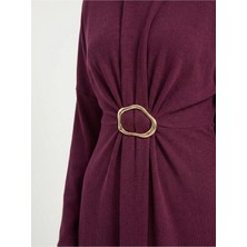 Miostil Toka Detay Elbise-Bordo