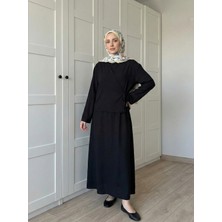 Miostil Yan Bağlamalı Ikili Elbise-Siyah