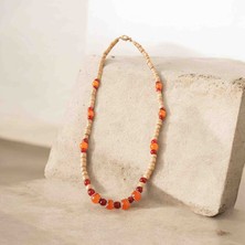 Lal Dizayn Boncuk Kolye - El Yapımı - Bohem Kadın Aksesuar