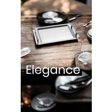 UltraMint Şık Paris Saten Paslanmaz Çelik Çay ve Servis Tepsisi