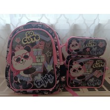 Adel Kids Girl 2 Sırt Çantası , Beslenme Çantası ,  Kalem Çantası (3 ' Lü Set )