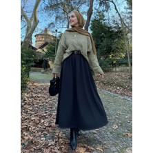 Miostil Cepli Bel Lastikli Etek-Siyah