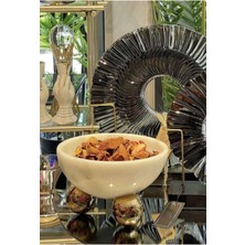 UltraMint Beyaz Mermer ve Gold Pirinç Detaylı Şık Toplu Kase