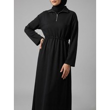 Miostil Beli Stopertünelli Elbise-Siyah