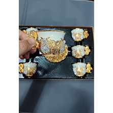 UltraMint El Yapımı Kristal Taşlı Kahve Bardağı Seti 6 Kişilik 12 Parça